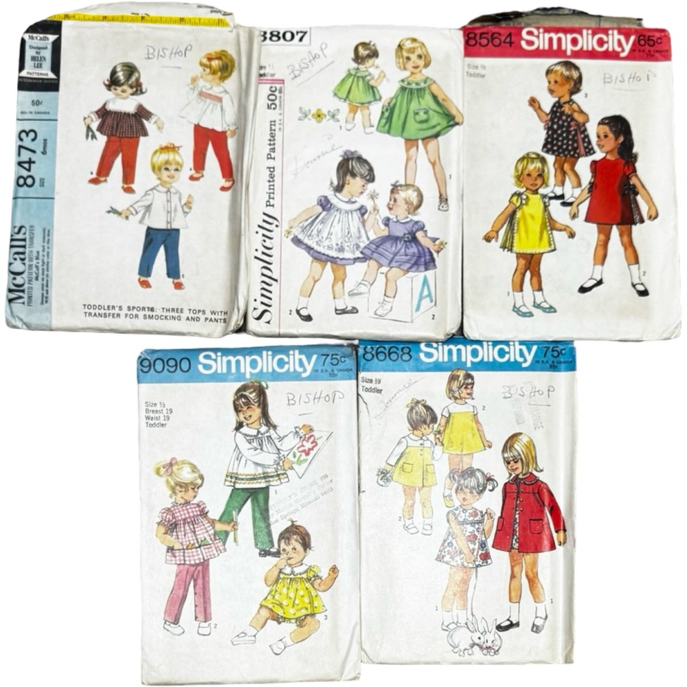 Simplicity McCalls Vintage 1960s Toddler Sewing‎ Patterns Lot of 5 Multi Cut